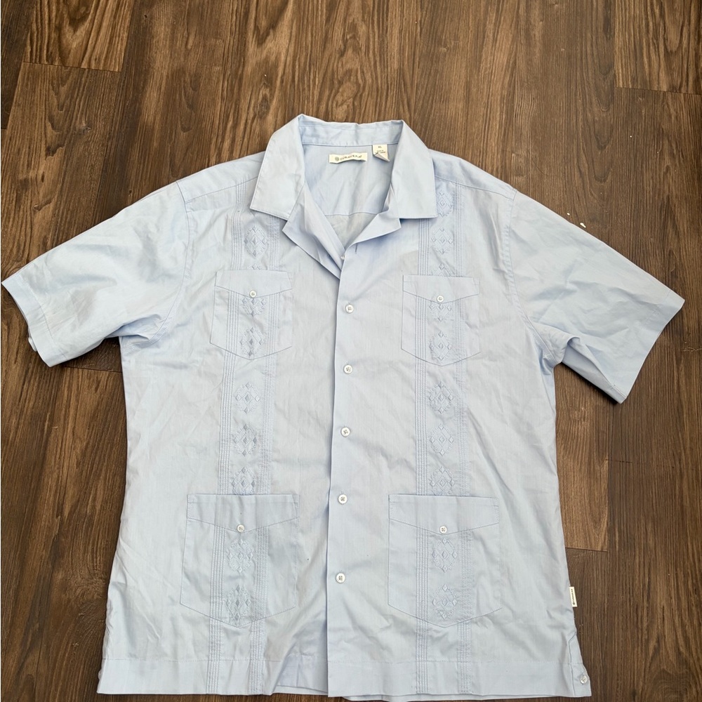 Cubavera Light Blue Casual Button Down Shirt